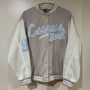 H&M Two-Tone Beige & Cream Varsity Jacket